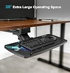 Keyboard Tray Under Desk with Storage Drawer, Height Adjustable Keyboard Tray Slide Out 360° Swivel Tilt, Ergonomic Under Desk Mount Keyboard & Mouse Pad Lighting for Gaming Home Office