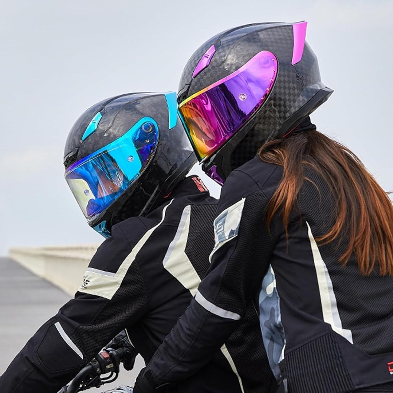 Caschi integrali da Moto in Fibra di Carbonio con Spoiler, Casco da Moto da Strada Sportivo da Turismo, omologato ECE/DOT E,L=57-58cm