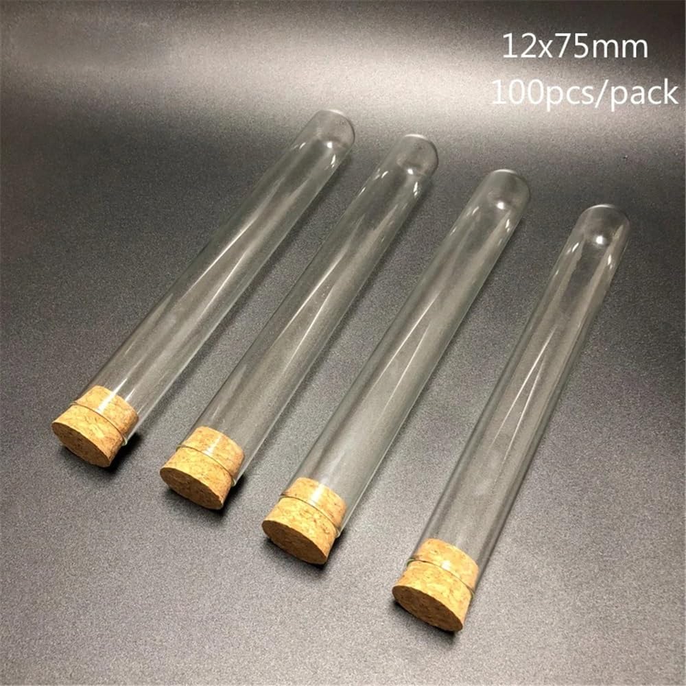Strumenti da laboratorio e attrezzature 100 pezzi/confezione 12x75mm laboratorio fondo tondo provetta in vetro con tappo in sughero vetreria