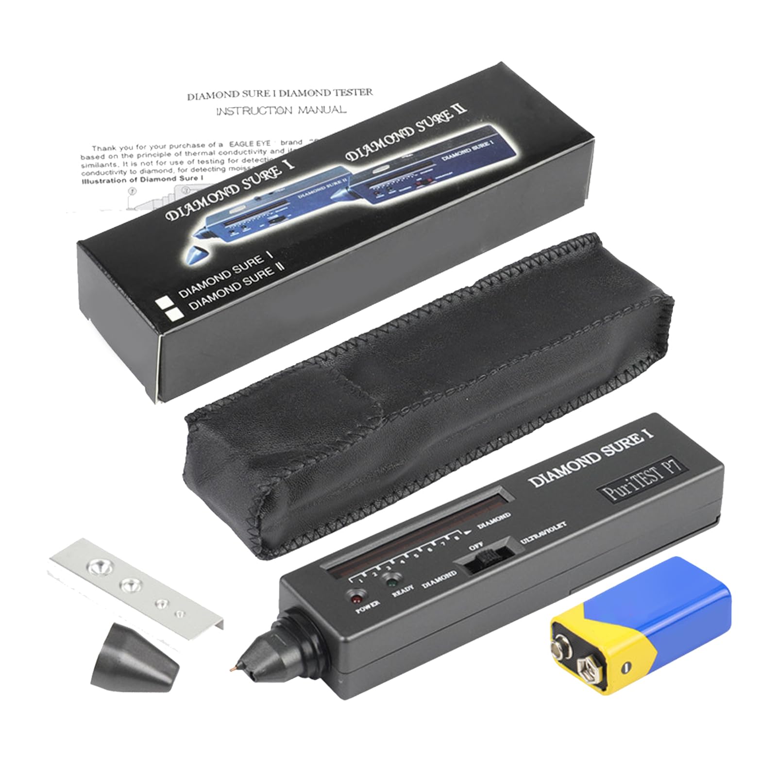 Stylo de test de diamant électronique portable avec lumière UV, outil de test de dureté professionnel pour les vrais diamants, pierres de bijouterie, débutants et experts