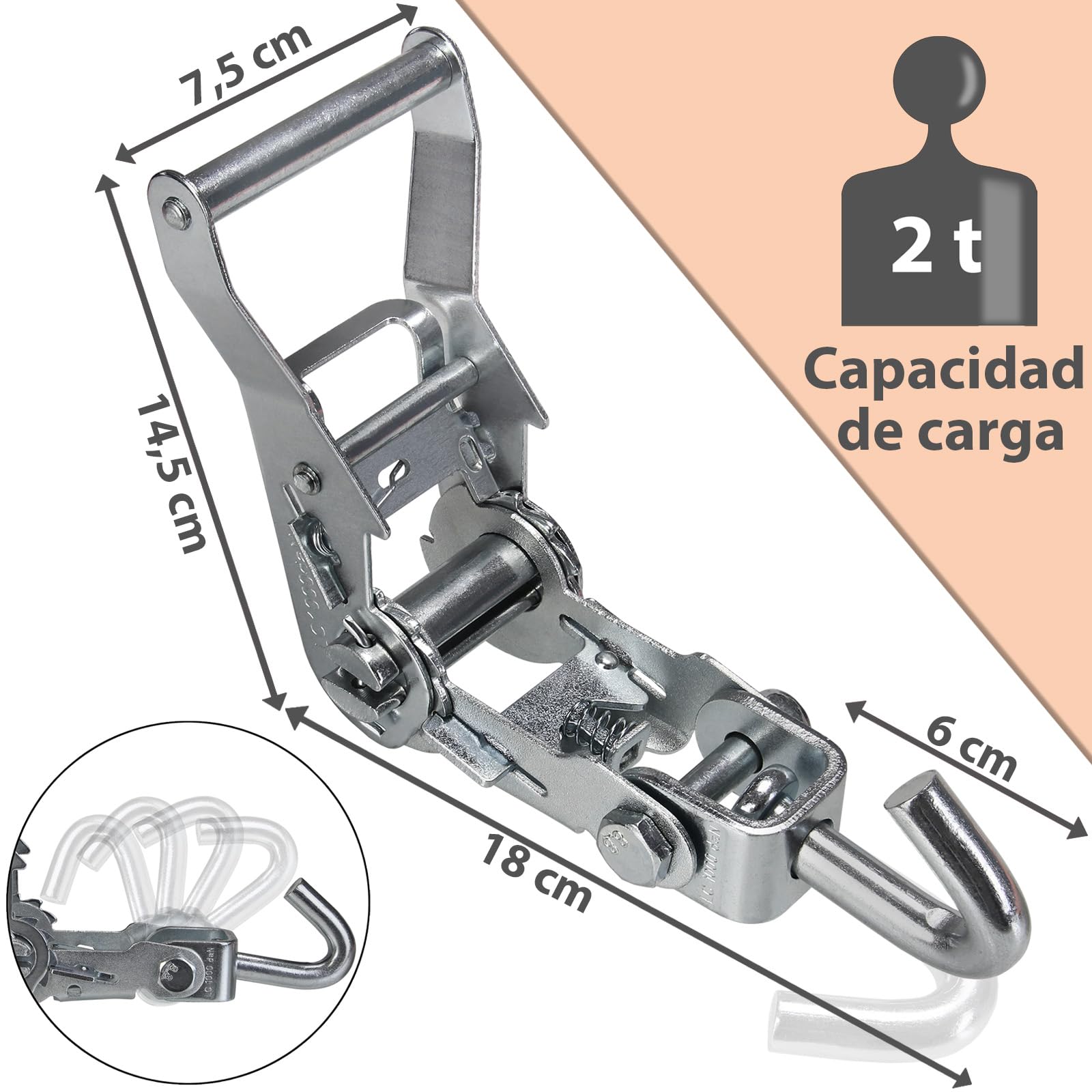 Correas tensoras de Rueda 4 Piezas 2,9 m Cintas de Amarre para el Transporte de Coches 2000 Dan 50mm DIN EN 12195-2