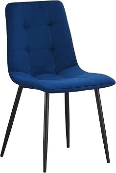 DS Furniture Velvet Dining Kitchen Chairs Living Room Chairs with Sturdy Metal Legs with Backrest and Padded Seat Navy Blue-check