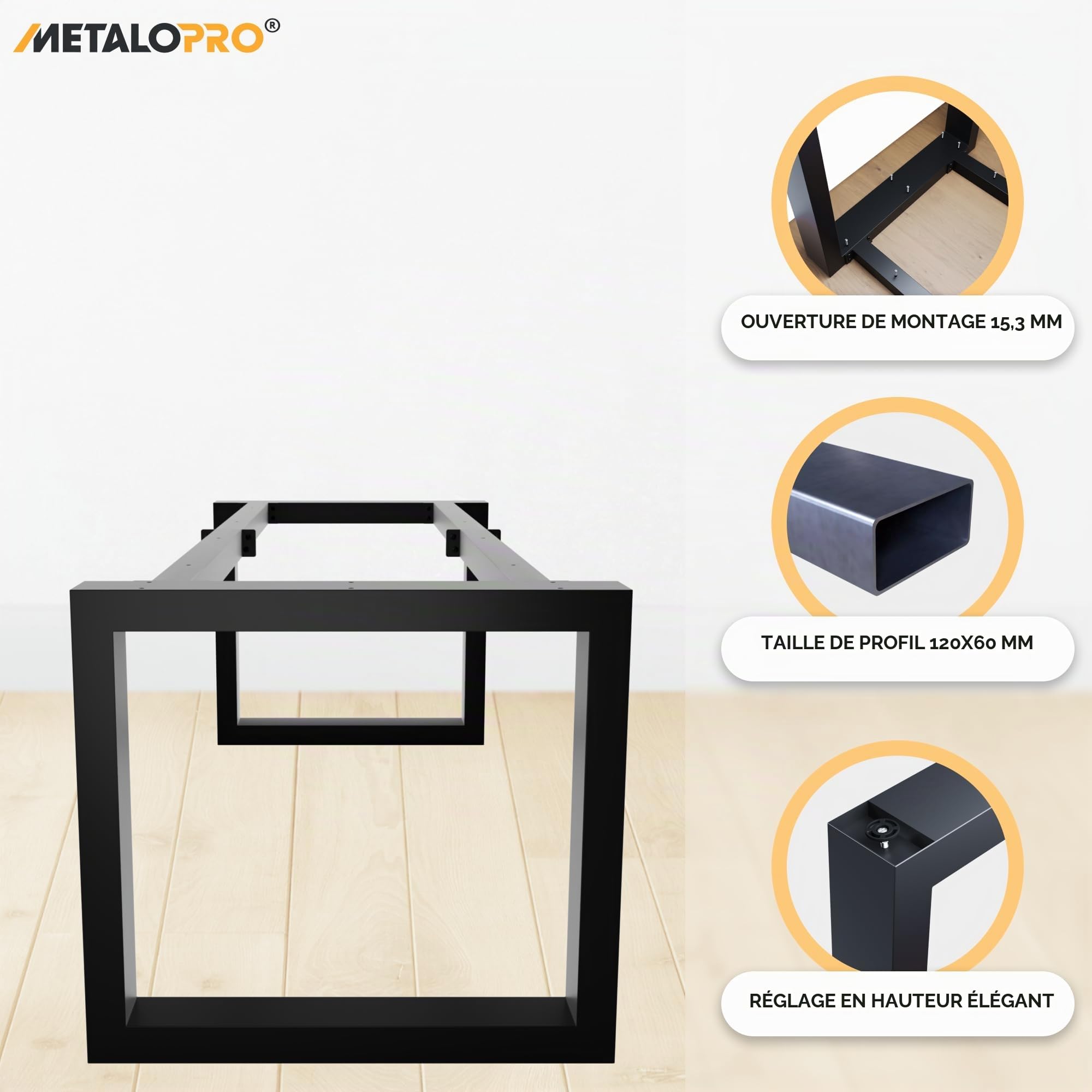 Pieds de Table Extr - Acier Robuste 240x80x72cm