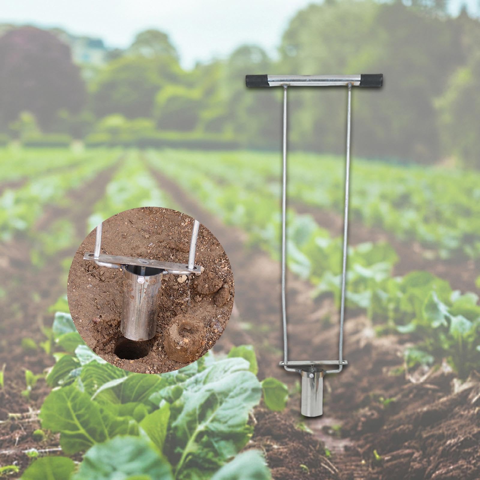Piantatore di bulbi e zolle, campionatore di Terreno con Manico Lungo per Giardinaggio, Stile a