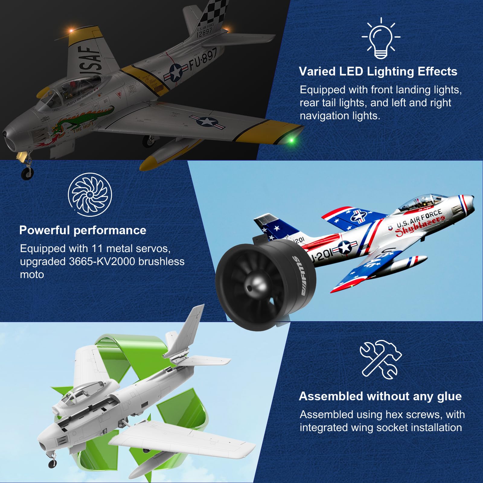 Amazon.com: Fms Rc Planes for Adults Remote Control Airplane F-86