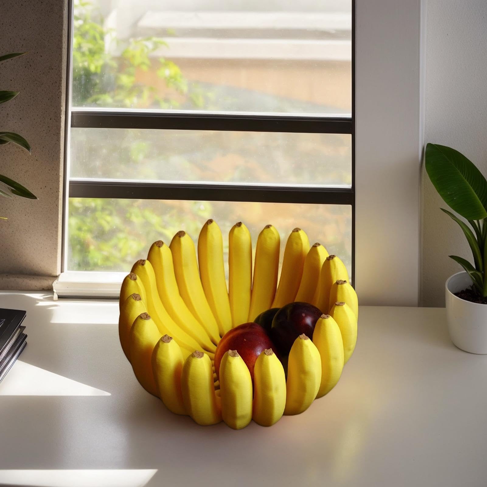 Ciotola a banana stampata in 3D, ciotola decorativa a forma di banana, centrotavola a forma di banana, decorazione da tavolo a forma di banana, 15 x 15 x 9 cm, creativo per banane,