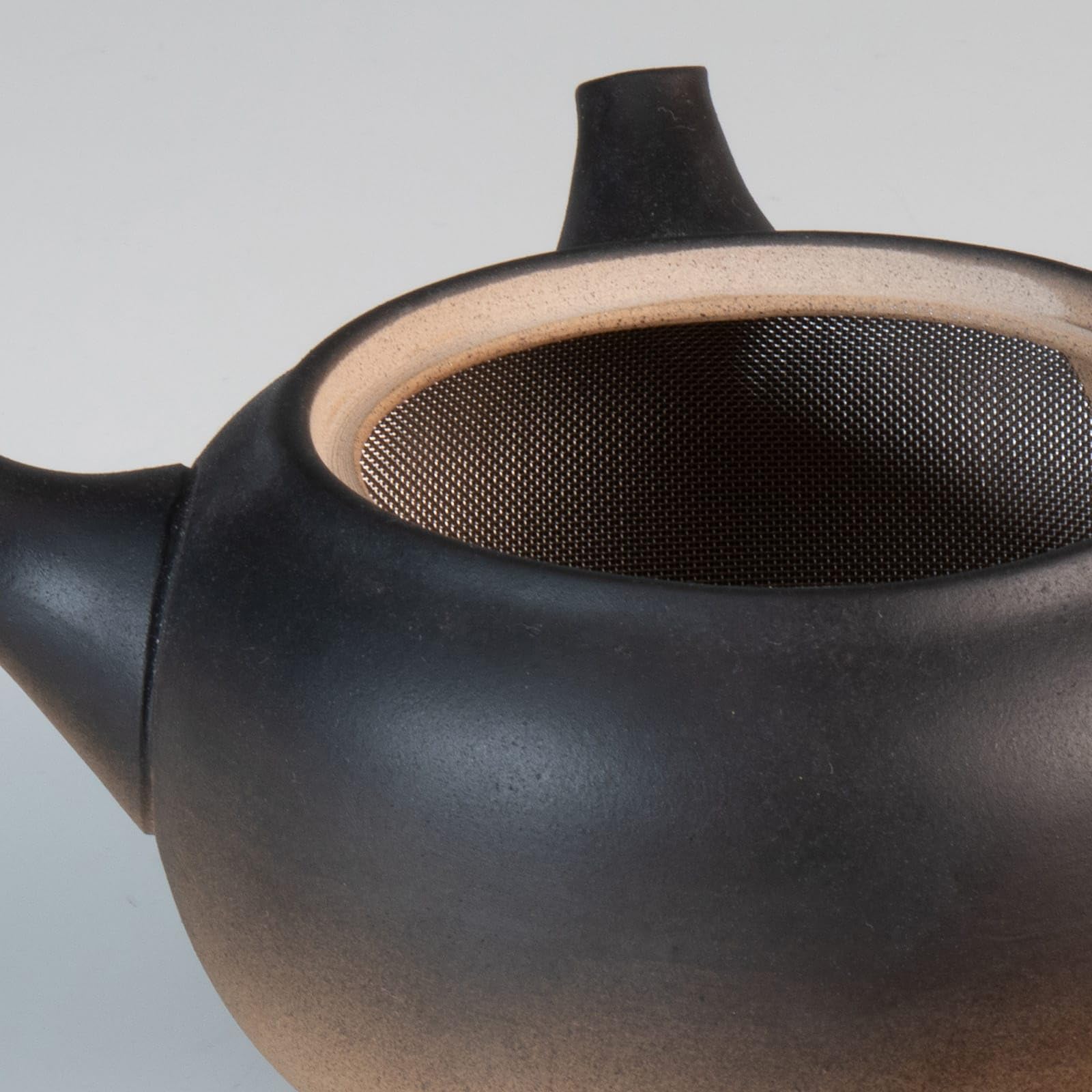 Asayu Japan Teiera Tradizionale Kyusu - 430 ml (14,5 fl.oz), Nero/Marrone, Made in Japan (Tokoname Yaki) - Per Tè Verde e Cerimonia del Tè