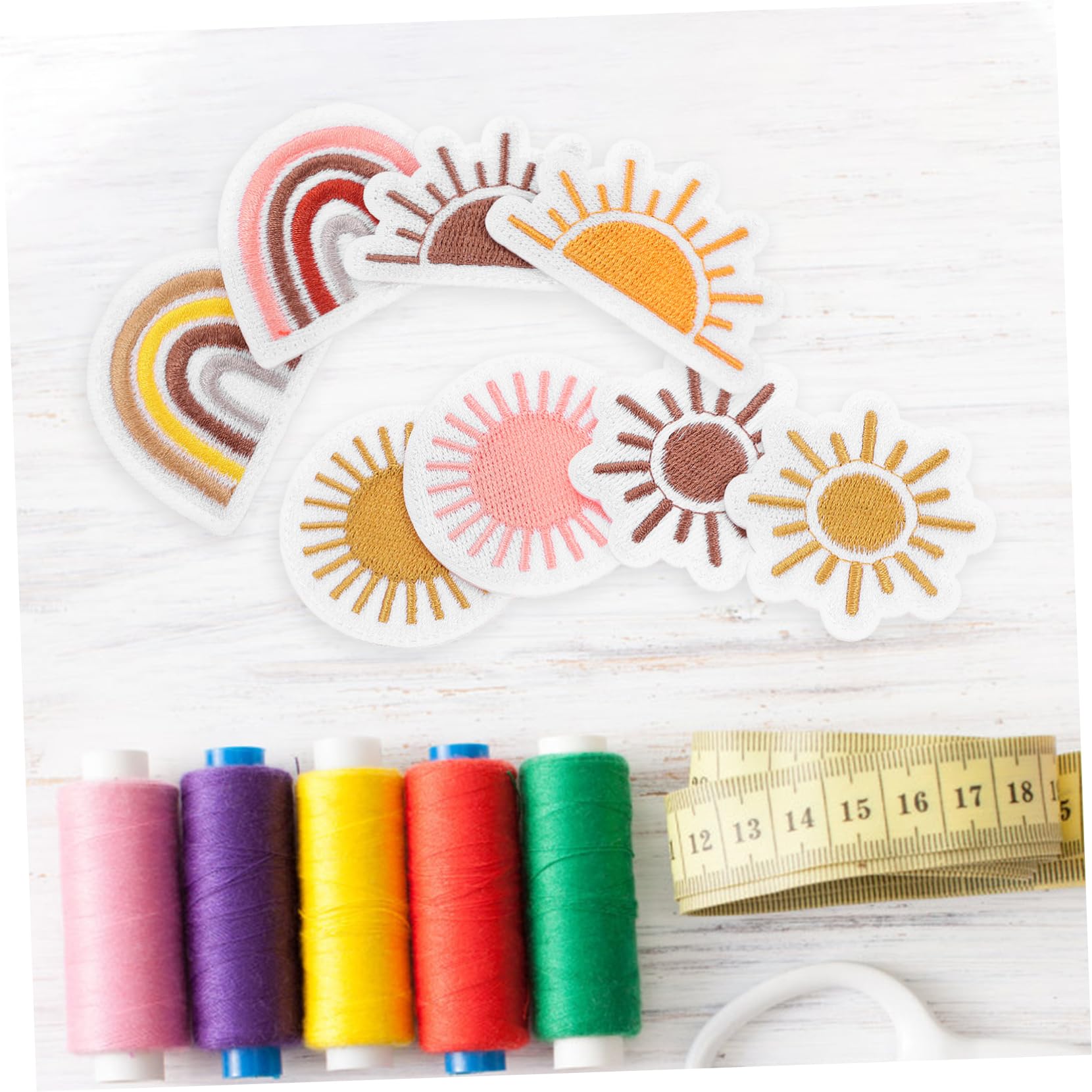 Amazon | KONTONTY 16個 刺繍布パッチ 太陽と虹のパッチ 刺繍パッチ 