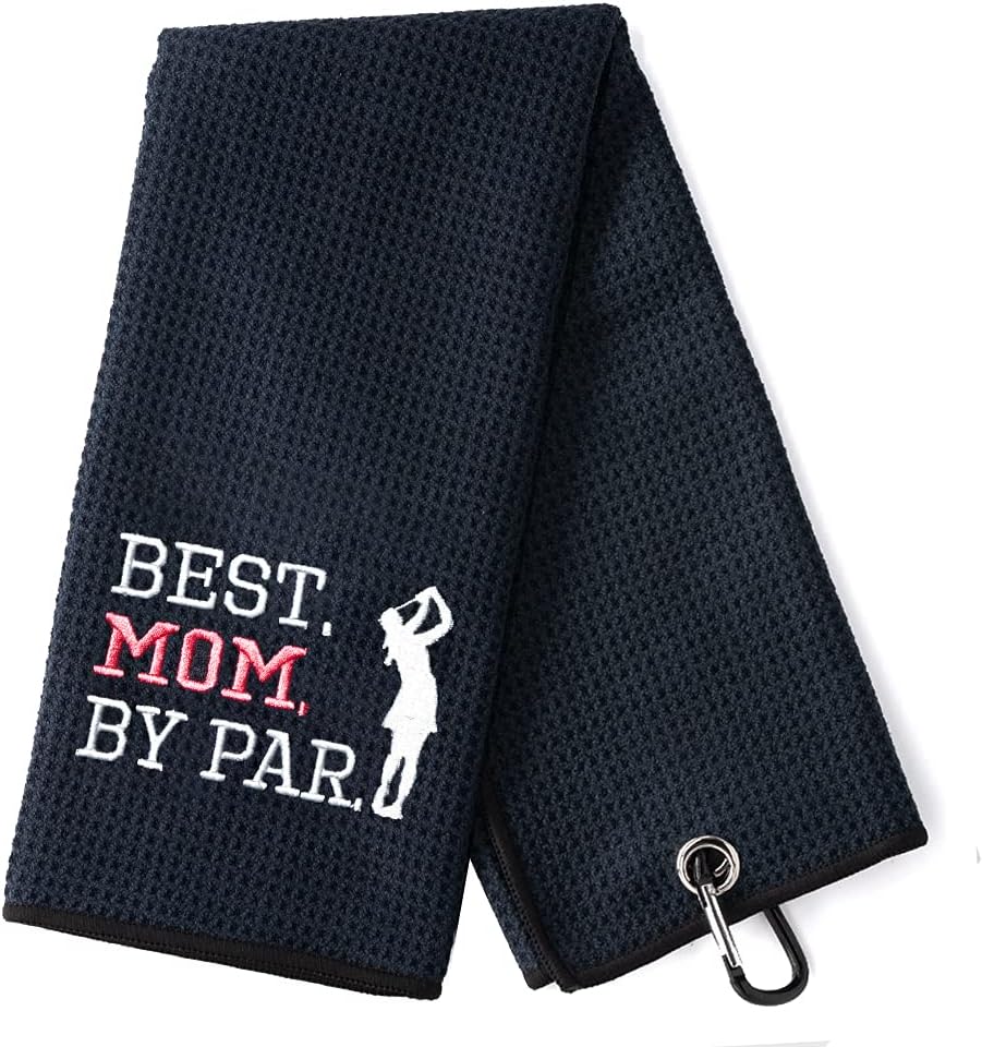 DYJYBMY Best Mom by Par Funny Golf Towel, Embroidered Golf