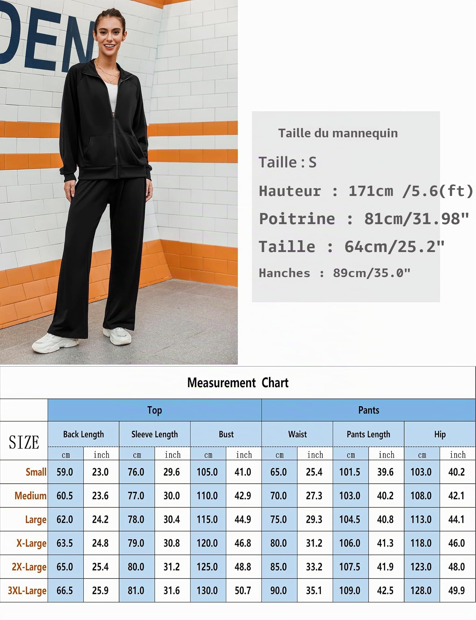 Terecey Survetement Ensemble Femmes de Jogging 2 Pièces Vêtements de Sport en Coton à Manches Longues de Fitness Mode Tracksuit avec Zippe