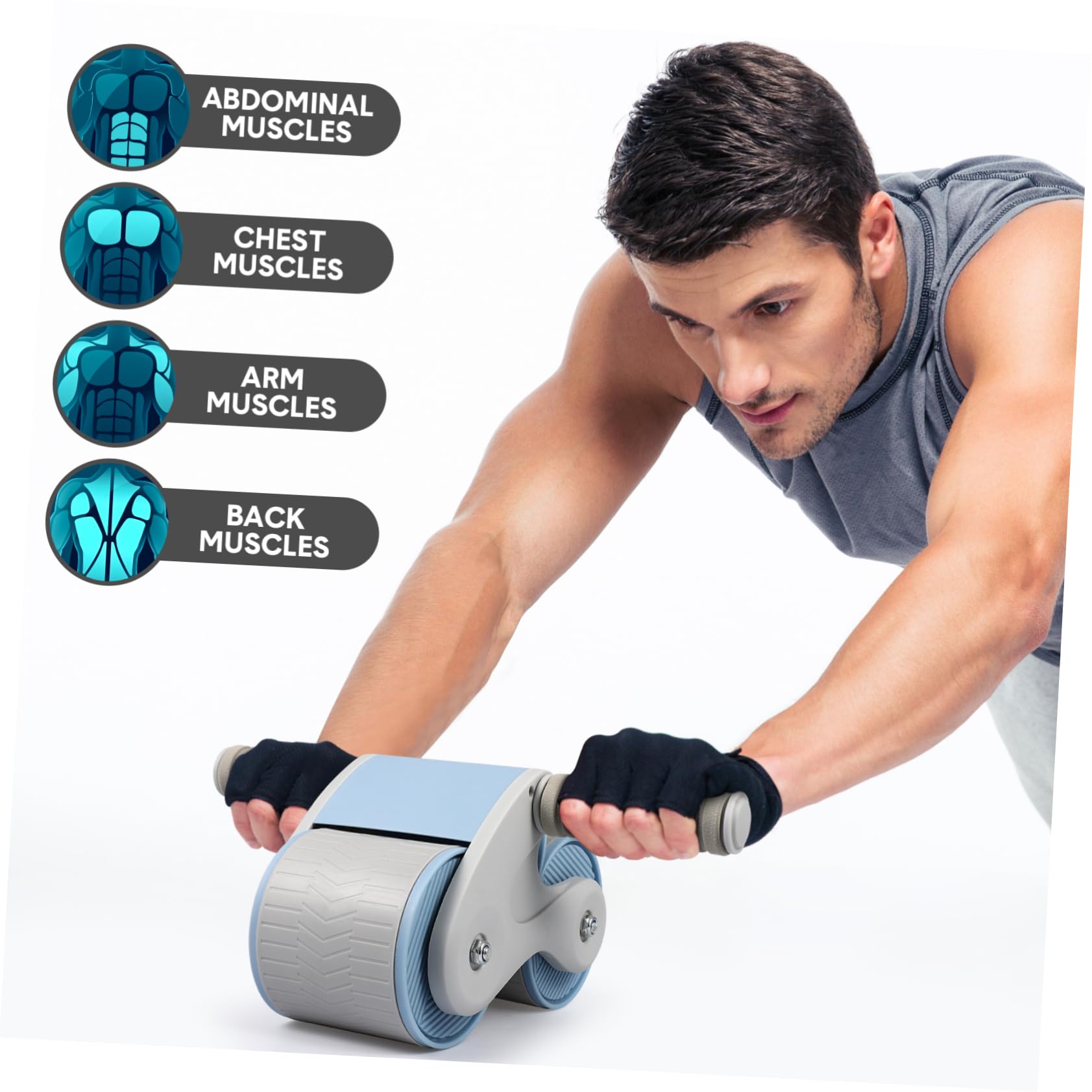 SOIMISS Abdominal de Rebote Automático con Antideslizante Rodillo de Ejercicio Ab para Entrenamiento Casa de Dobles para Estabilidad