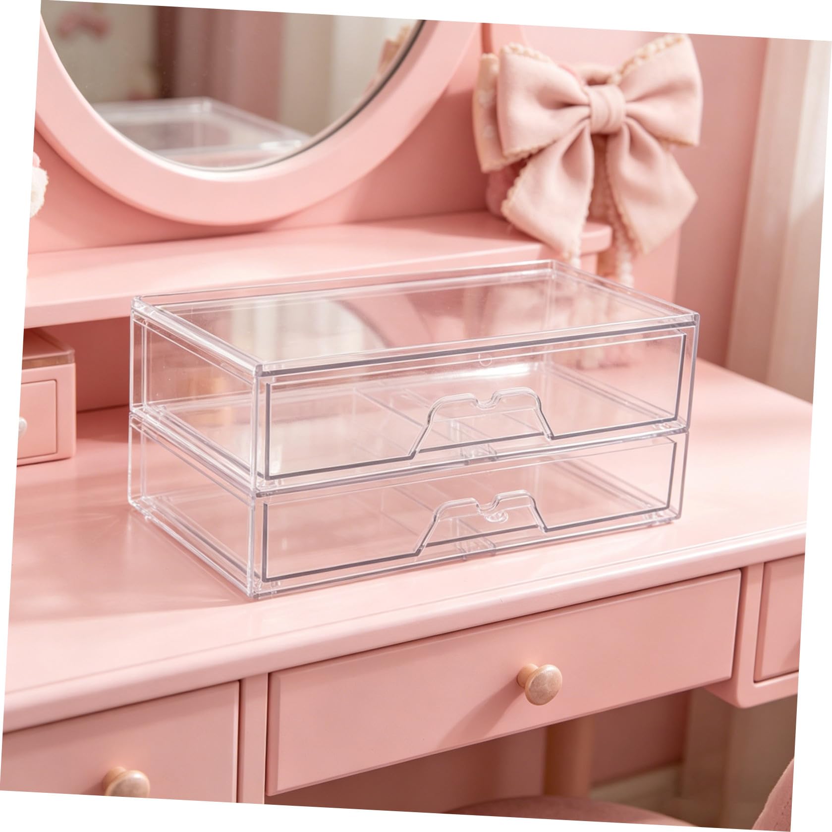 Tiroirs de Rangement Visibilité Claire Lot de 2 Acrylique Transparent Empilables et Design Élégant pour Cosmétiques pour Organisation Bureau ou Salle de Bain