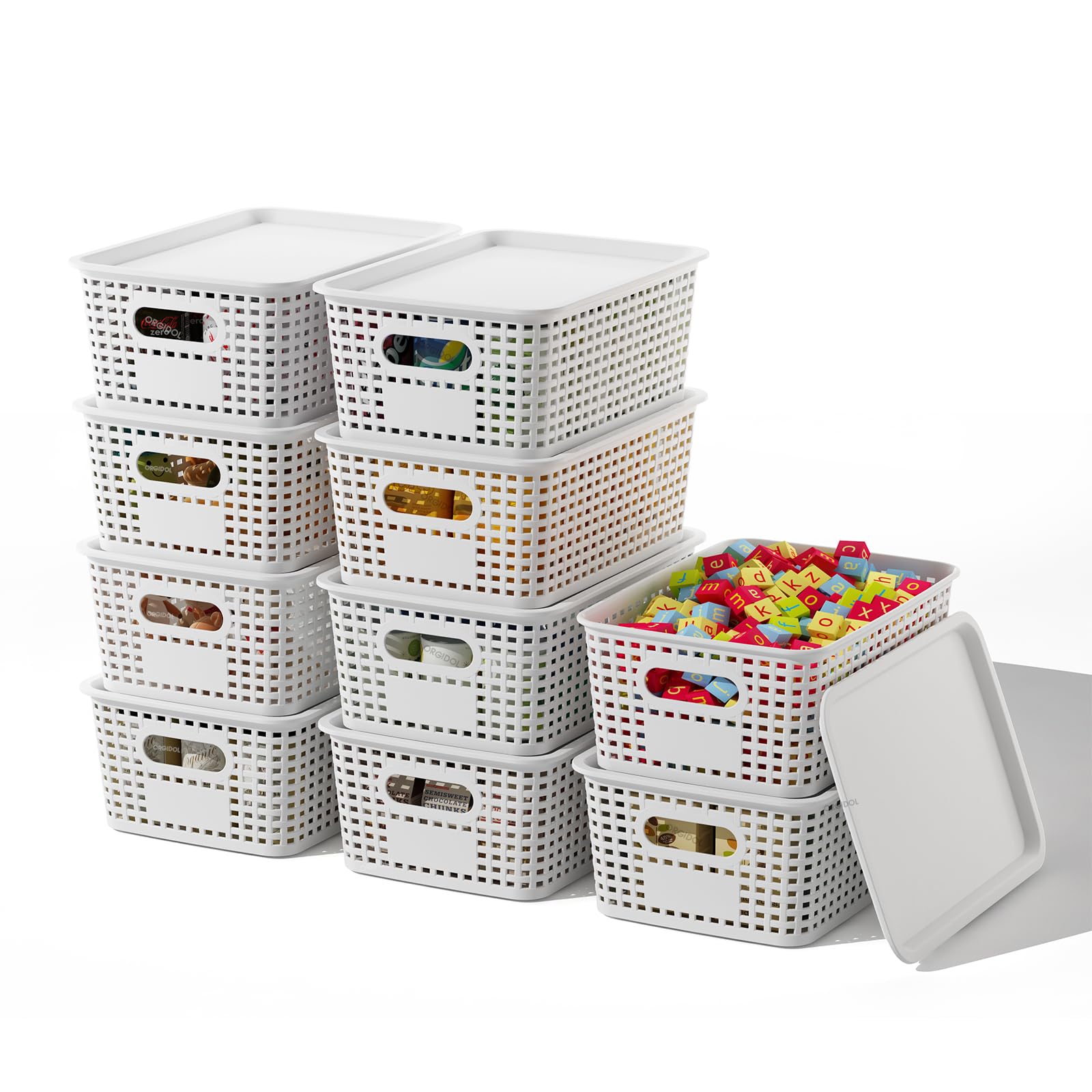 Photo 1 of ORGIDOL Plastic Storage Bins with Lids, 10 Pack, White