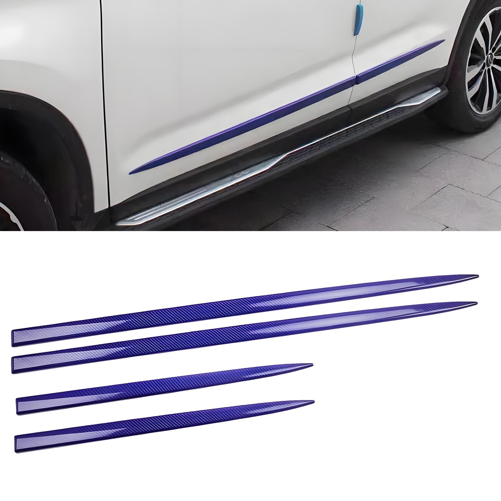 ONEMAJI 4 Pcs Car Door Edge Guard Set for Alfa Romeo Junior Ibrida Q4 2025, Self-Adhesive Anti-Collision Bumper Strips Scratch Resistant Protector Trim, Long- blue