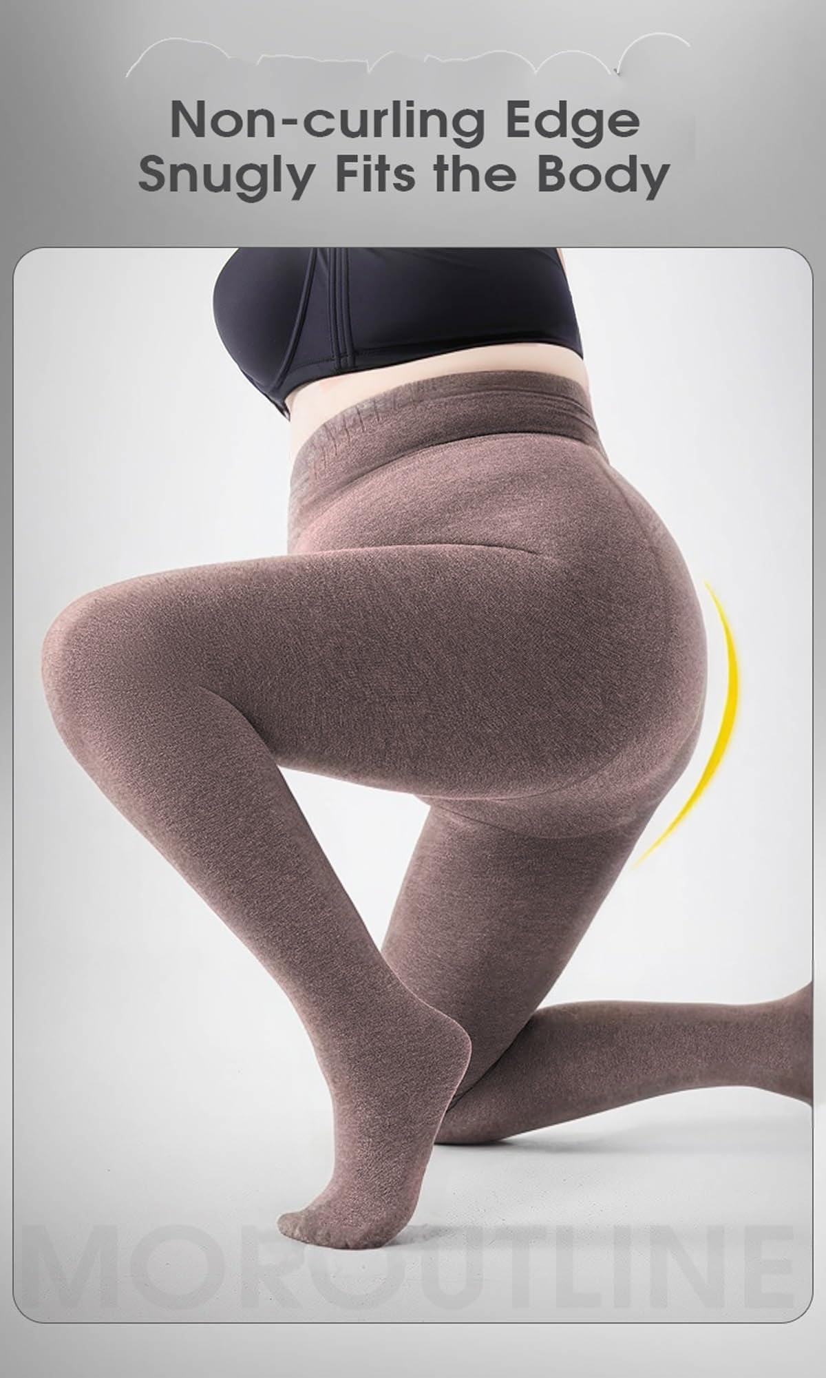 Medias para mujer, con forro polar, cálidas, opacas, con parte superior de control, Café, XL