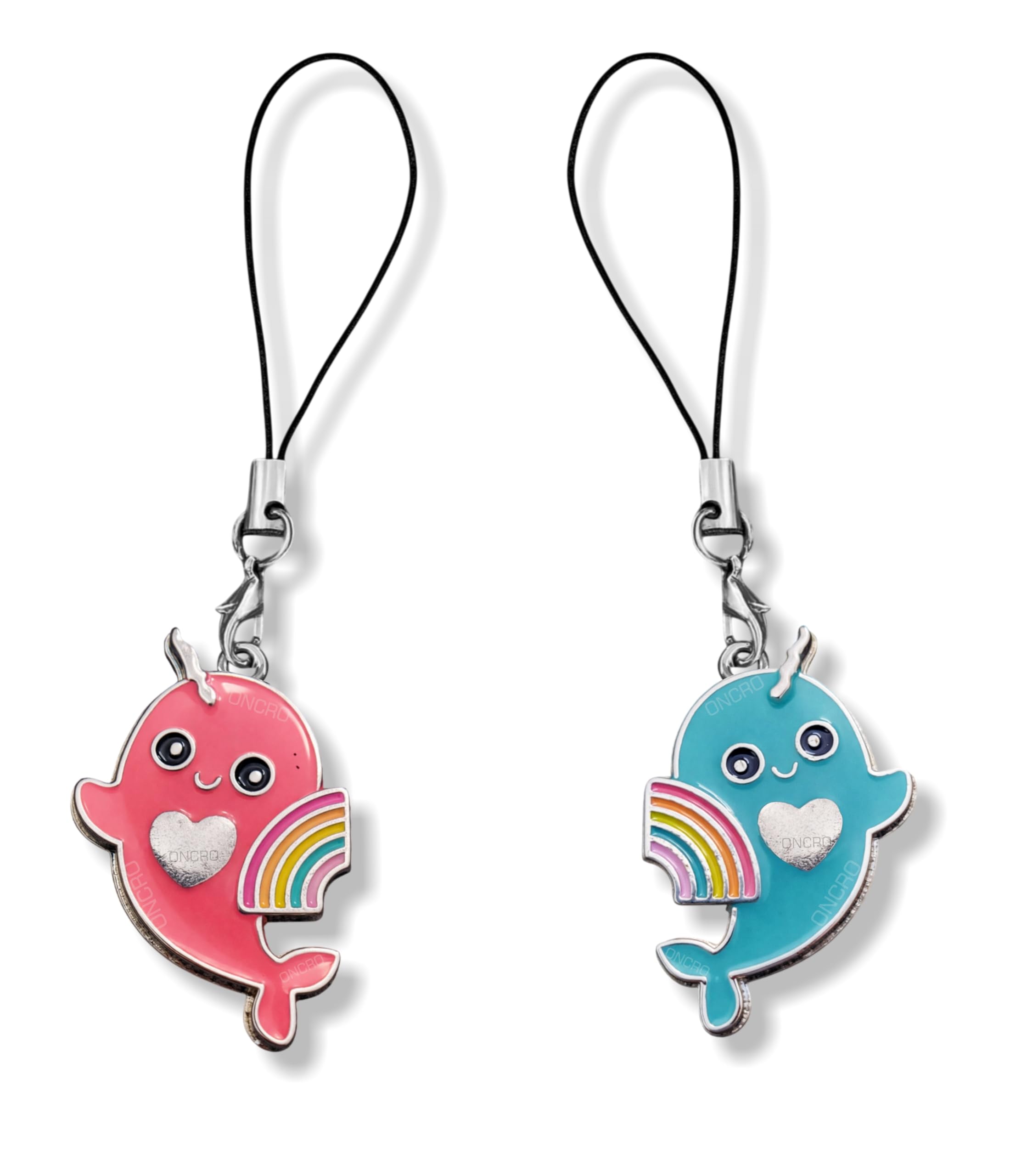 Pack of 2 Cute Dolphin fish Heart Rainbow pendant love pair set phone charms aesthetic for girls backpack hanging keychain ring necklace bracelet clasp thread Ornament decor gift Smart combo-image-39