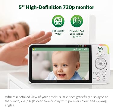 LeapFrog LF925HD Baby Monitor with Camera and Audio,1080p WiFi Remote Access Baby Monitor, 360 Pan & Tilt Camera, 8X Zoom, 5 720p HD Display, Color Night Light &Vision, Two-Way Talk