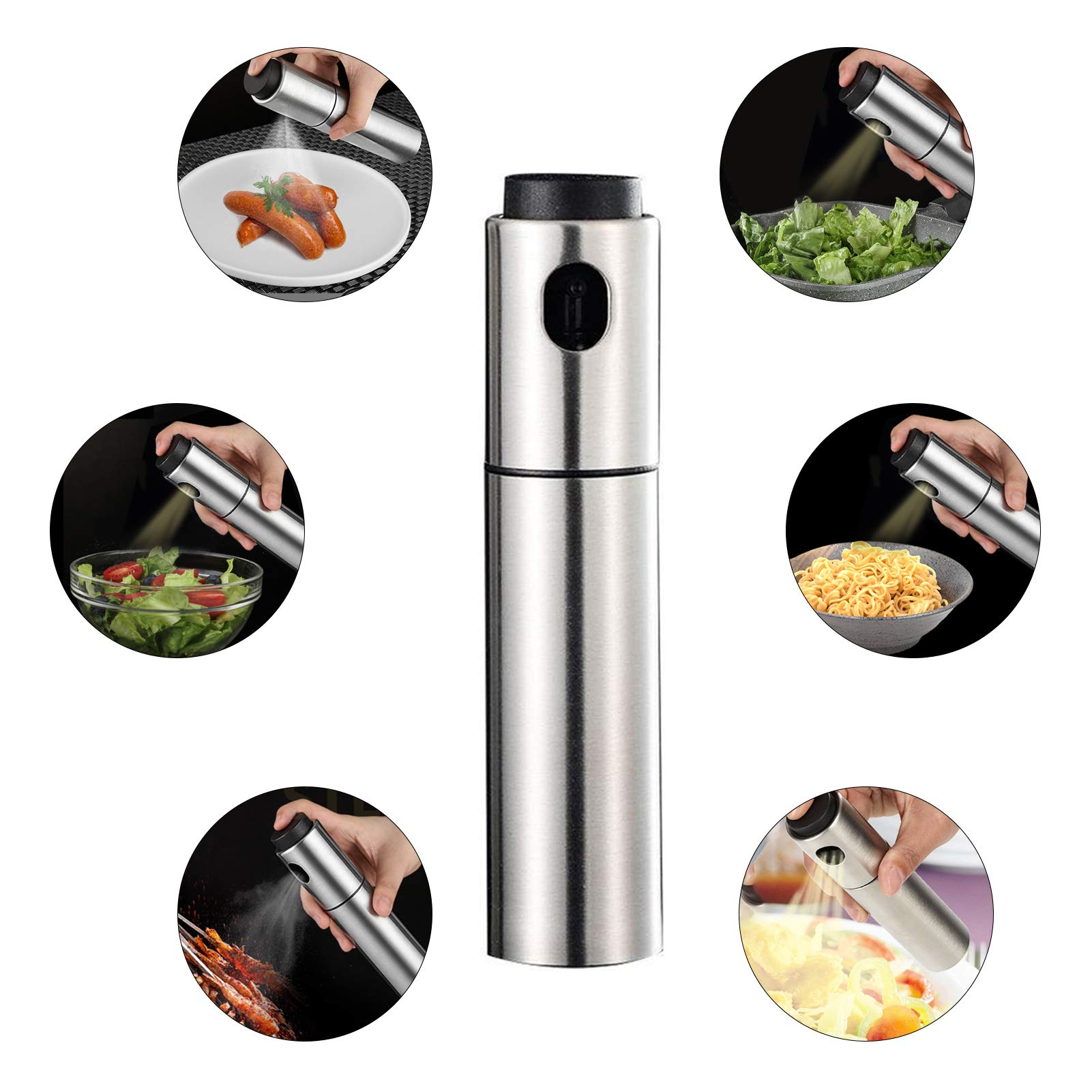 1 spruzzatore per olio, 135 ml, dispenser per aceto, in acciaio inox, ricaricabile, per barbecue, arrosti, grigliate, utensili da cucina