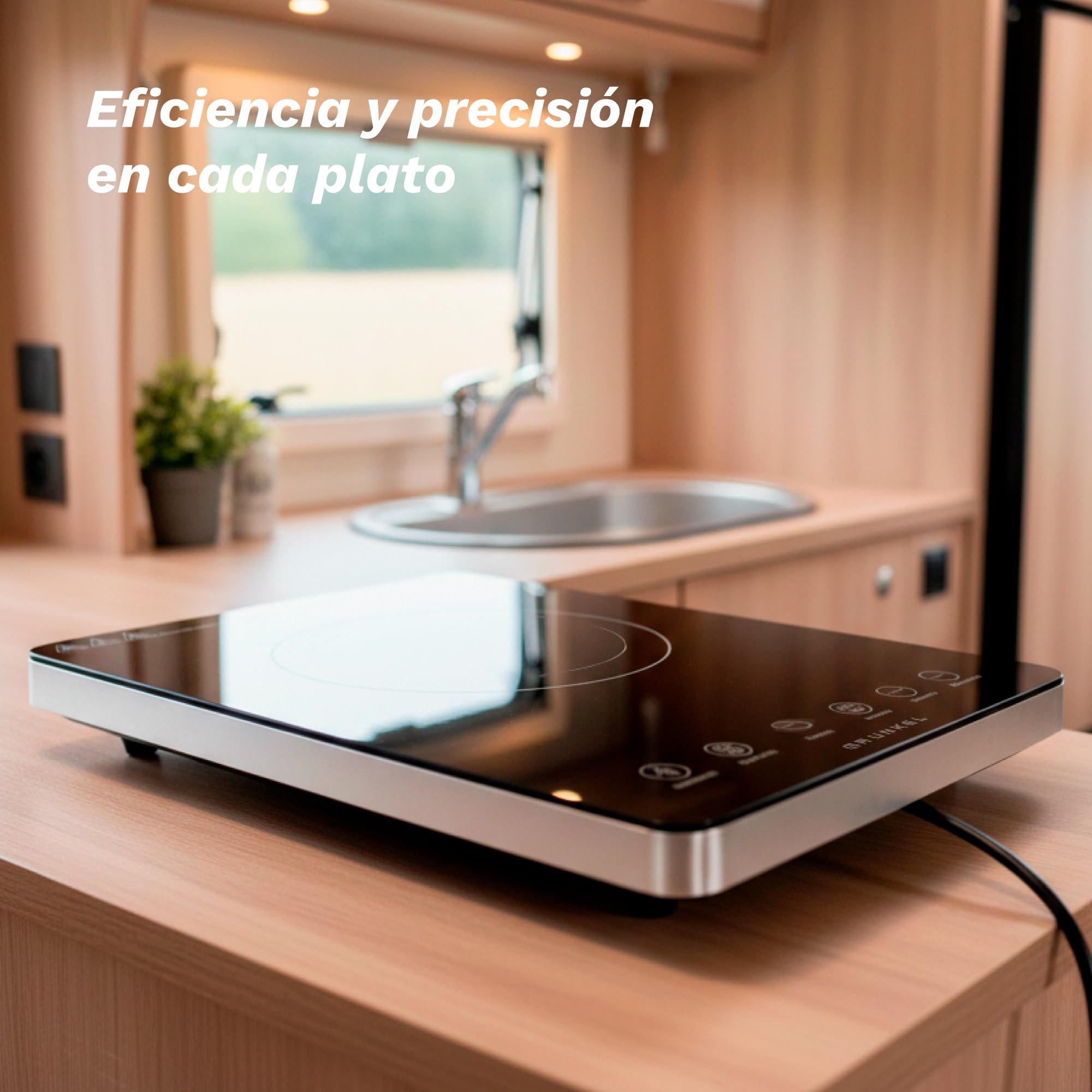 Placa de cocción por Infrarrojos de GRUNKEL IFR-2000 y 2000W, 8 Niveles, 29x37cm, Control Táctil, Temporizador. Ventilador automático enfriamiento tras uso. Superficie de cristal.