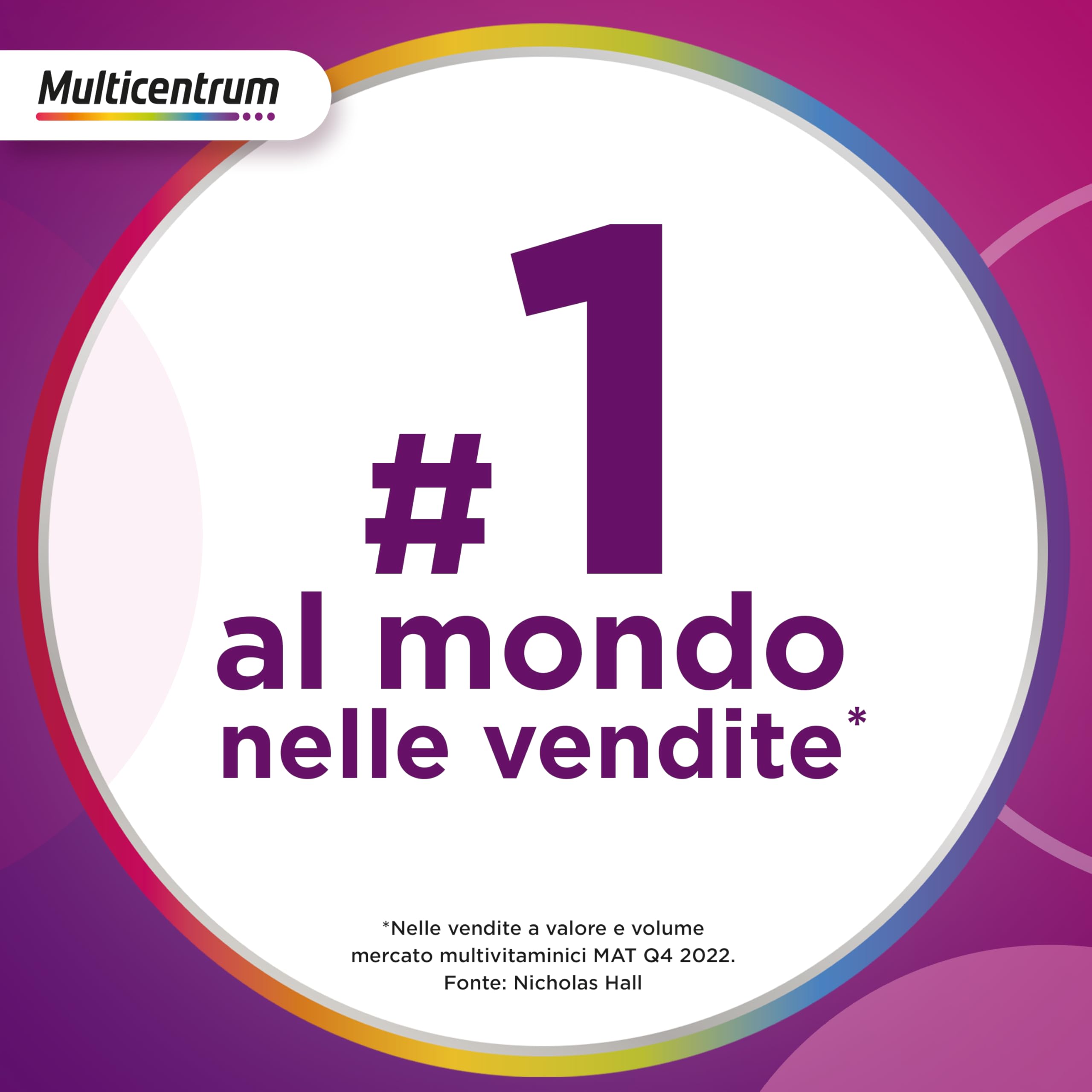 Multicentrum Donna Integratore Multivitaminico completo per donna, con Vitamina D, K, Acido Folico, Calcio, Ferro, per combattere stanchezza e affaticamento, 100 Compresse