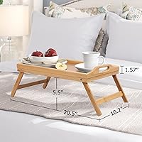 Vista 2 de Bandeja de Cama con Patas Plegables y Asas, Bandeja de Desayuno para Sofá, Comer, Dibujar, Bandejas de Bambú para Servir, Escritorio Portátil