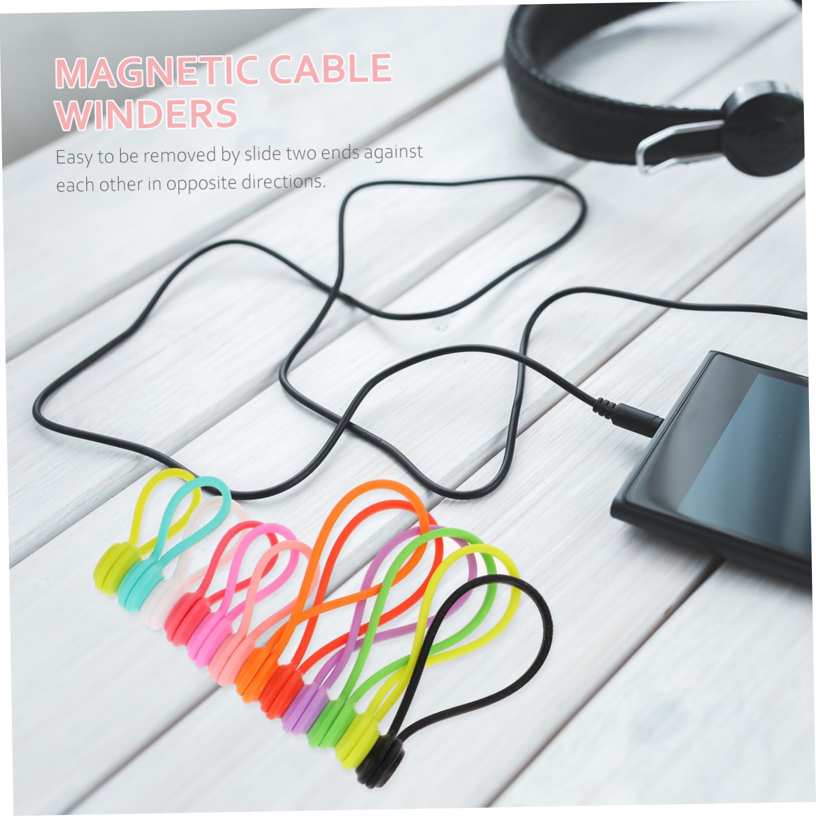 Mikikit 3 Set Di Cavi Dati Supporto Magnetico Avvolgicavo Usb Organizzatore Per Cavi Per Casa Auto Viaggio Supporto Magnetico Per Scrivania 12 Pezzi * 3