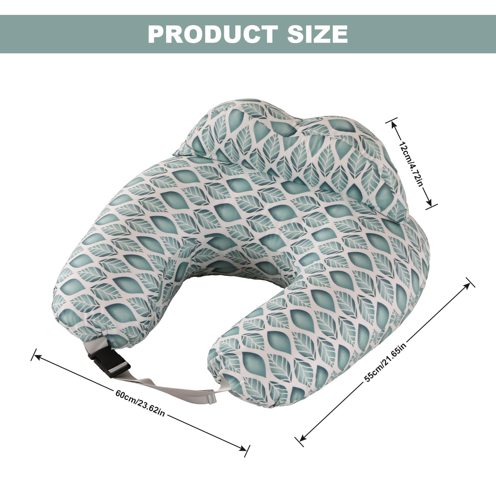 SHANNA Cojín de Lactancia para Bebés: Cojín de Maternidad Ultra Suave, Cojín de Lactancia para Bebés con Barrera de Seguridad, Cojín Ergonómico para Alimentación, Funda Extraíble (Hojas Verdes)