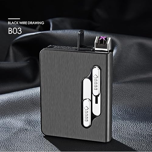 Miniatura 8 de OLDENDO Caja de cigarrillos con encendedor, 10 cajas de cigarrillos de tamaño regular, soporte de expulsión automática integrado con encendedor de