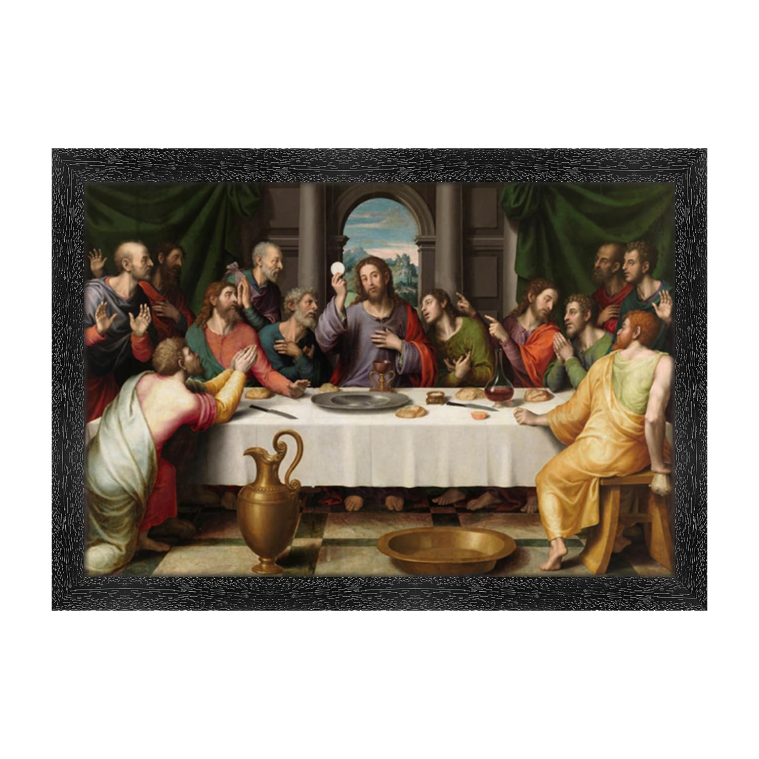 Dharvika Innovations Jesus Christ Paintings for Living room, Jesus Christ Painting wall decoration, Jesus Christ Photo Frame for wall decoration 2327 (14x20 Inch) Black