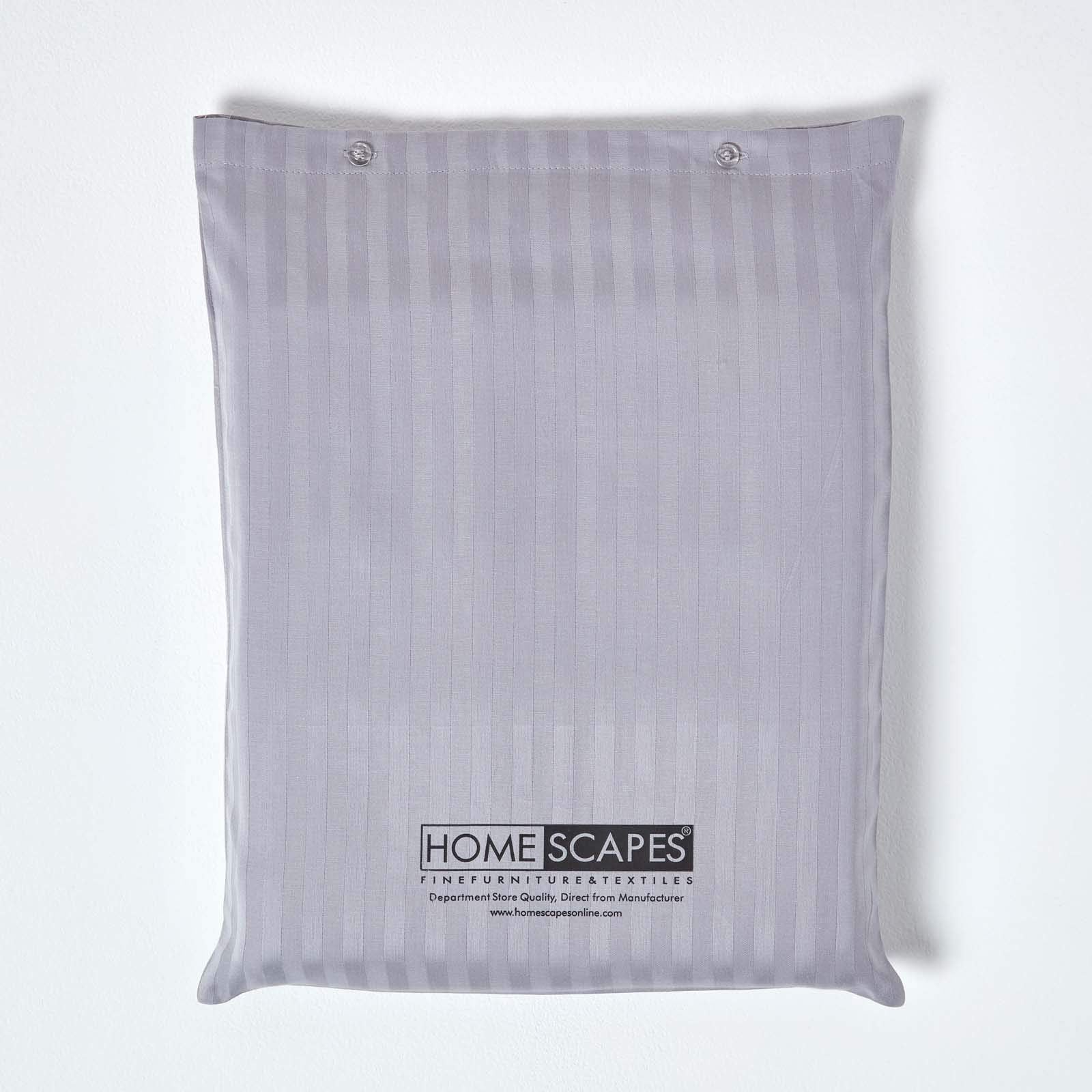 Homescapes Damast Bettlaken ohne Gummizug Silbergrau 178x255 cm, Baumwoll-Betttuch Satin-Streifen, Haustuch ägyptische Baumwolle