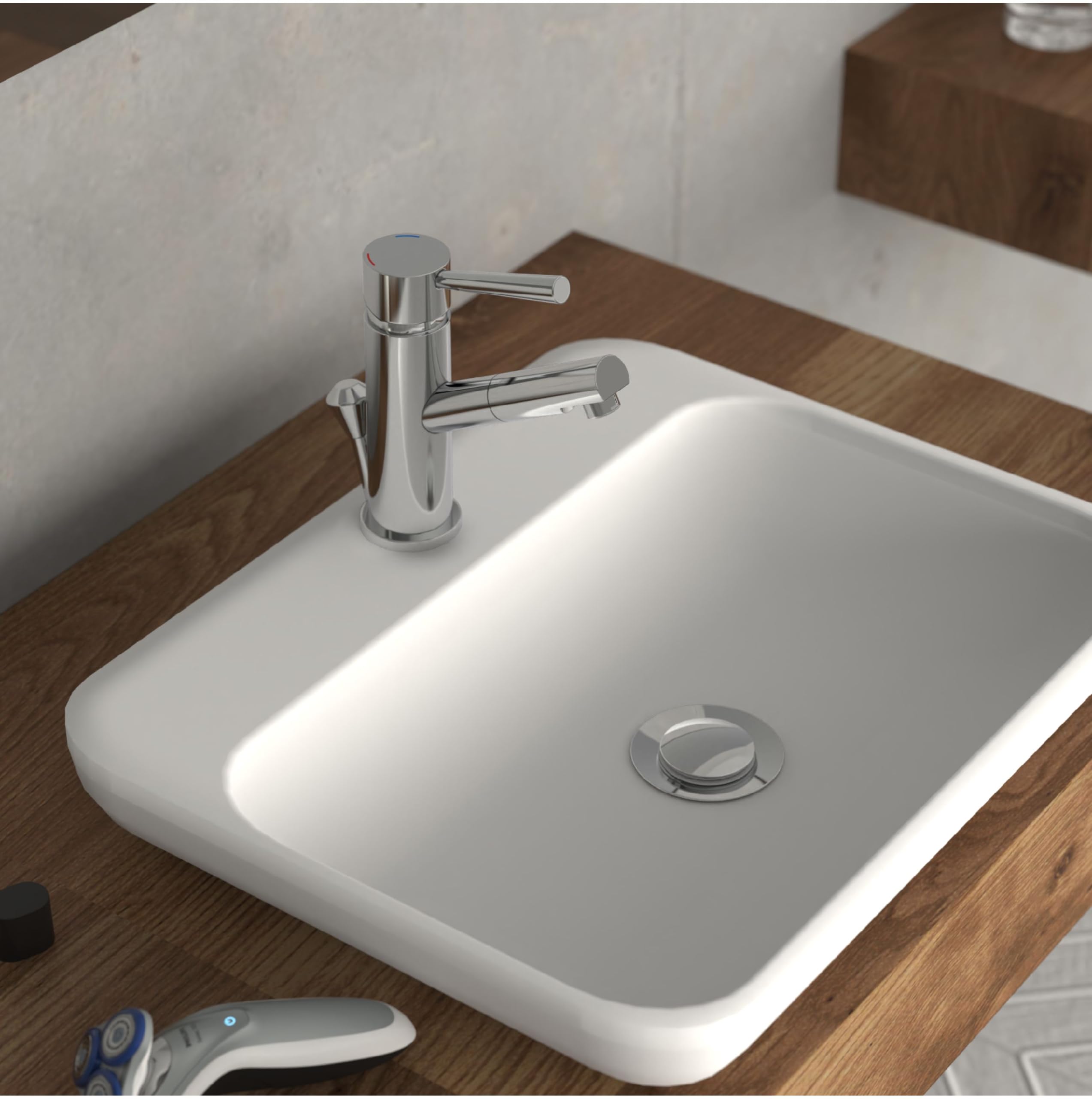Miscelatore per lavabo SCHÜTTE Cornwall, miscelatore per bagno, rubinetto per bagno, miscelatore monocomando con scarico a scomparsa, cromo, metallo, alta pressione