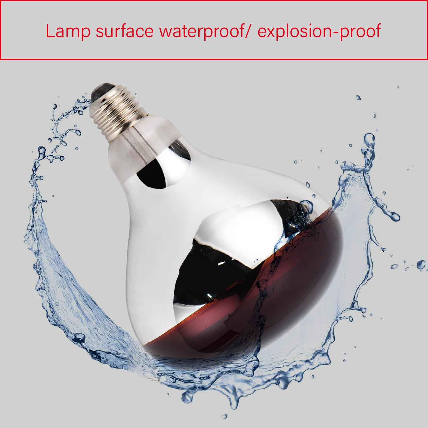 Lámpara infrarroja reflectora R40 incandescente, vidrio rojo a prueba de explosiones, base E26, bombilla de calor roja de 250 W para reptiles, tortugas, mascotas, terneros y corderos
