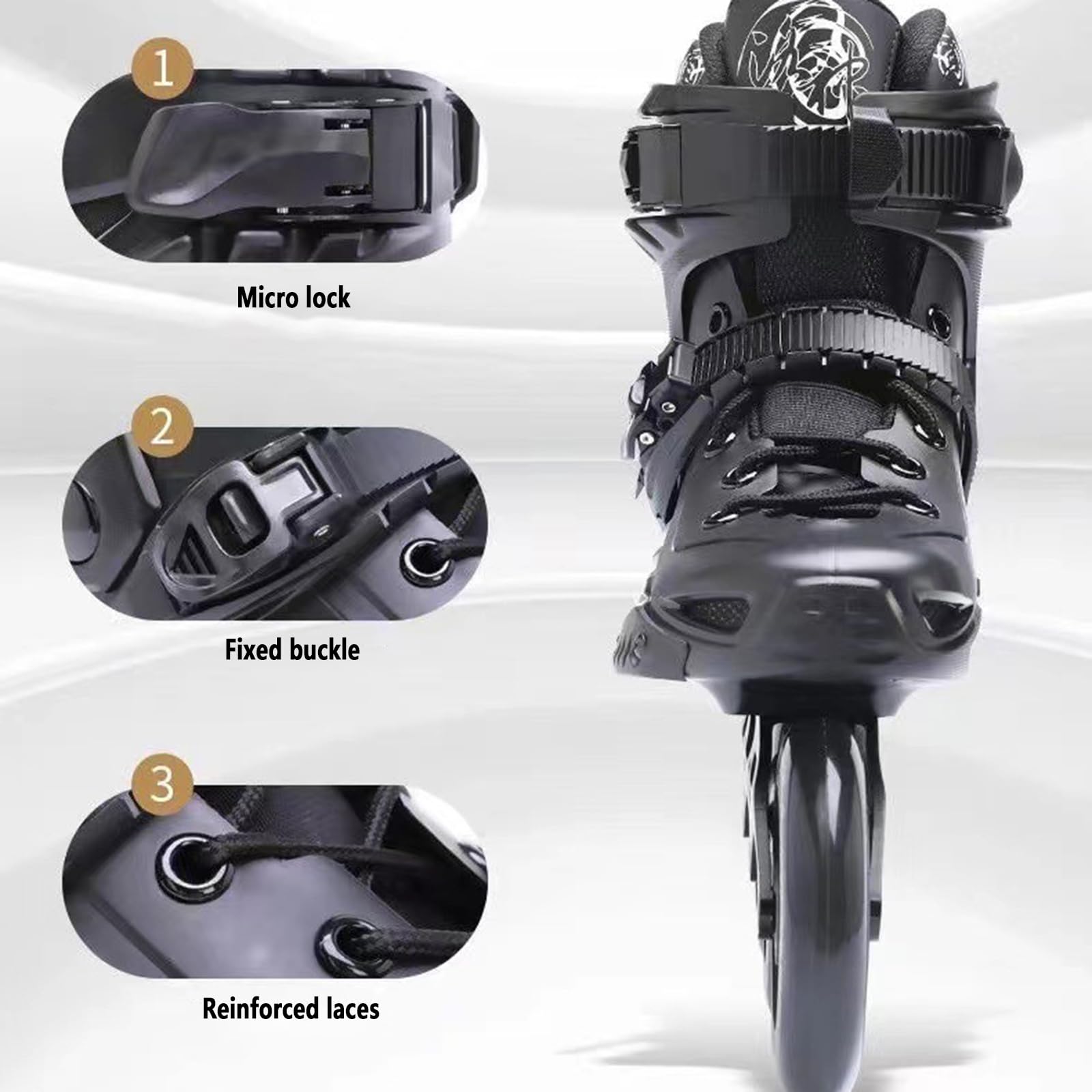 Patines En Línea Profesionales 3 Ruedas para Adultos, Bota Interior Extraíble Lavable, Alto Rendimiento (39, Blanco+Dorado)