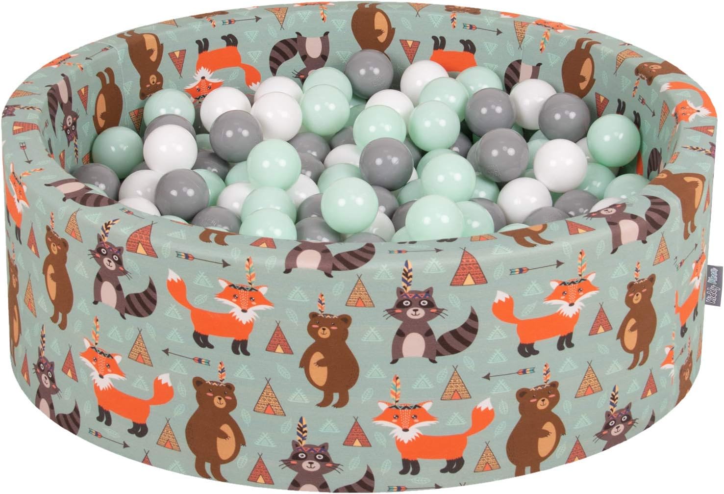 KiddyMoon Soft Ball Pit Round 90X30cm/200 Balls ∅ 7Cm / 2.75In For Kids