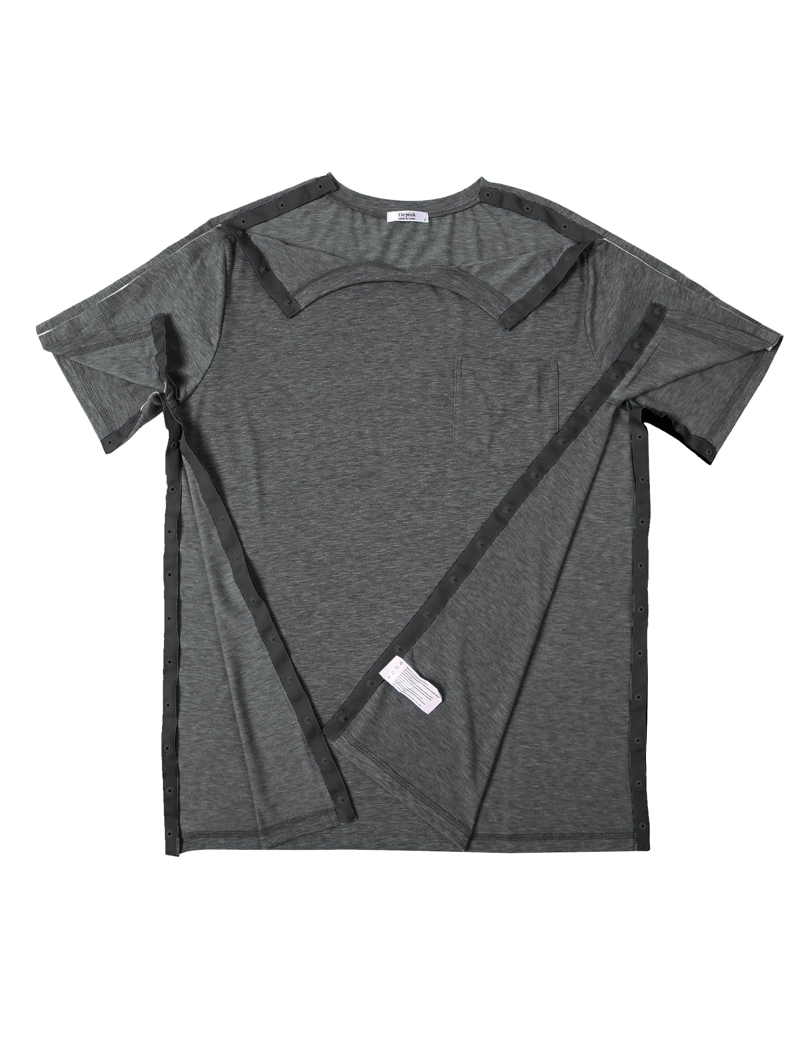 Men's Post Shoulder Surgery Shirt - Short Sleeve With Snap Closures, Soft Cotton/Spandex For Recovery & Chemo
