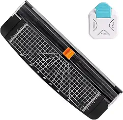 Kit Ferramentas de Papel 2 em 1 – Furador de Canto Arredondado 3 em 1 (4/7/10mm) Cortador de Papel Portátil com Régua 27cm, Lâmina de Segurança, Antiderrapante (01-Edição Básica)