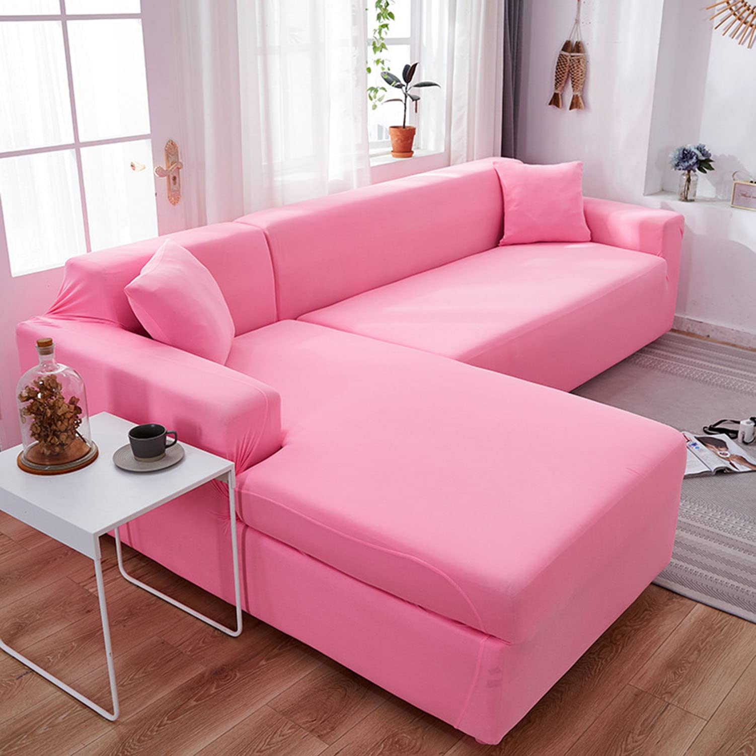 Housse de canapé extensible lavable et douce pour protéger votre canapé d'angle en L