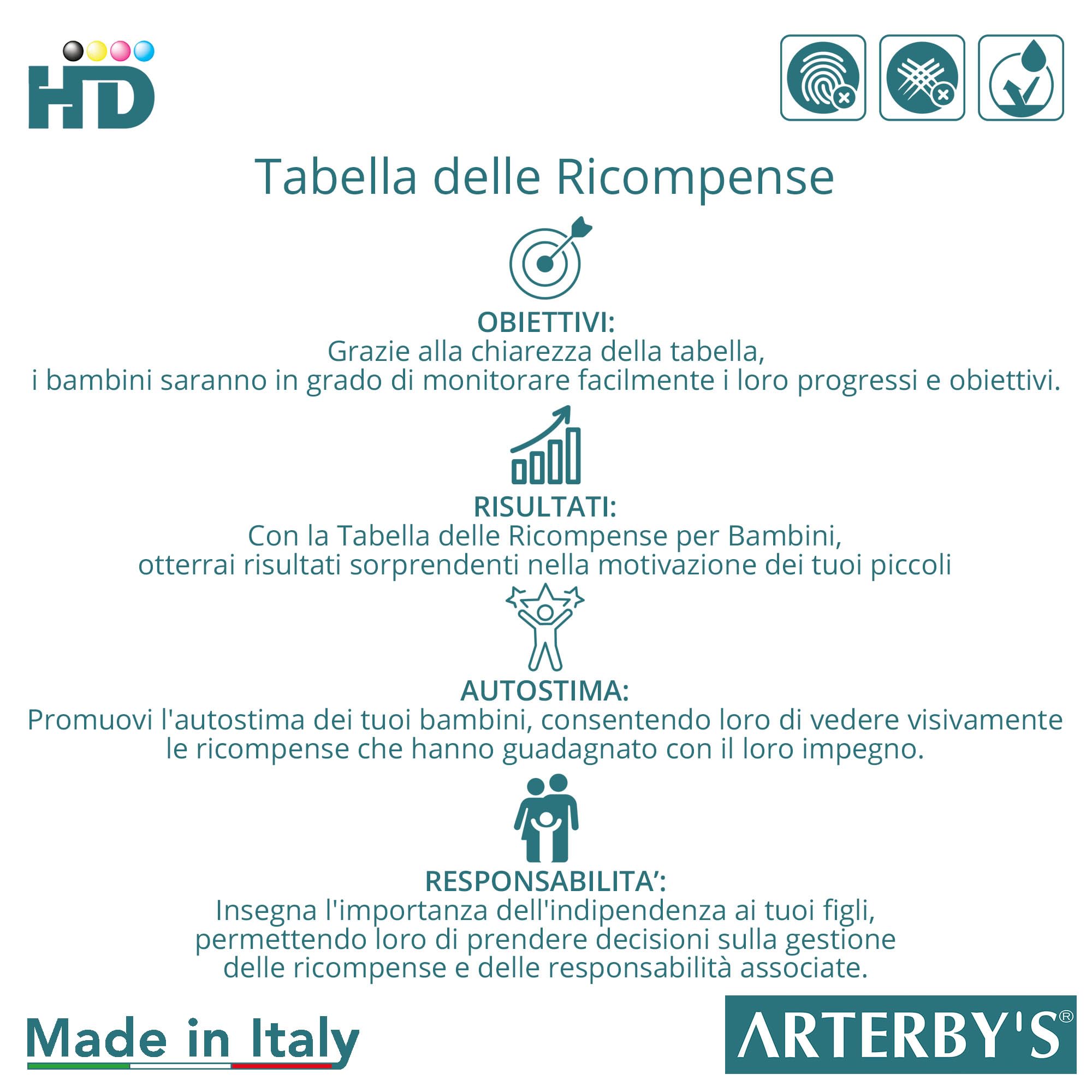 Arterby's® - Tabella delle Ricompense – 25 Fogli A4 in Cartoncino Rigido ECO e 280 Adesivi Stelle 4 Colori – Tabellone Attività Risultati Motivare Psicomotricità Bambini (Italiano, SUPEREROI - COL001)