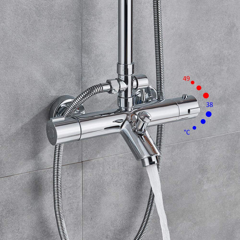 Juego de grifos de Ducha termostáticos para bañera, Mezclador Cromado de Agua Caliente y fría, Grifo de baño con Dos manijas