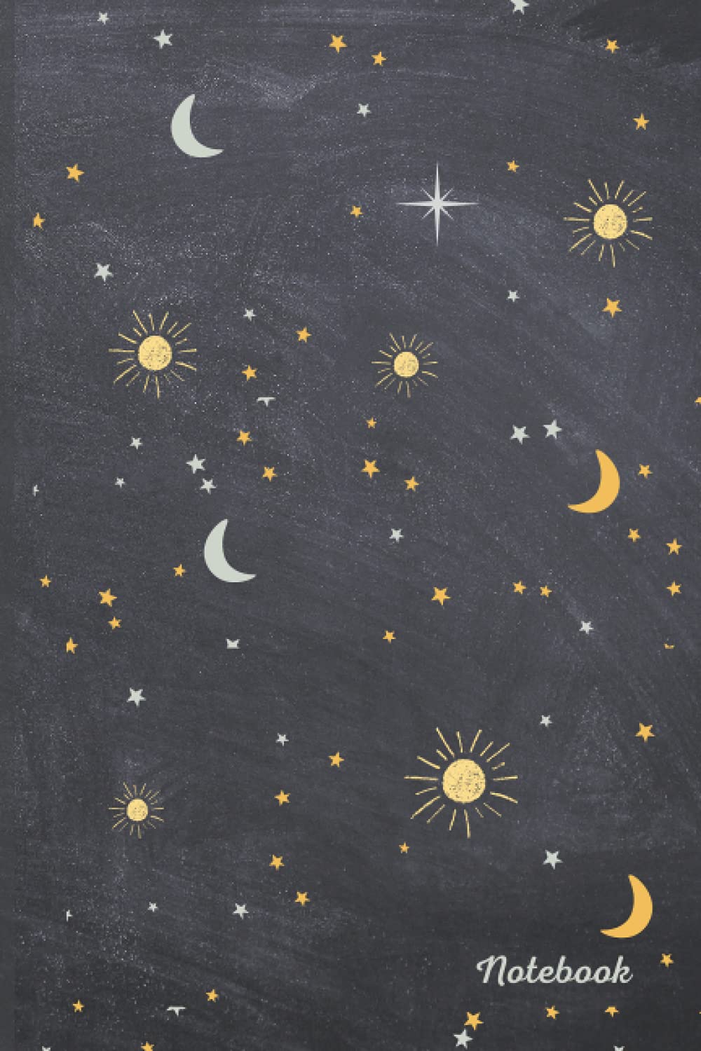Notebook: Celestial - Sun, Moon & Stars 6x9 wide-lined 110 page notebook