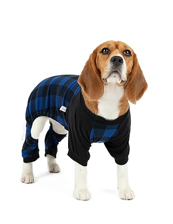 Leveret Dog Pajamas 100% Cotton Black & Navy Plaid (Size XXX-Large)