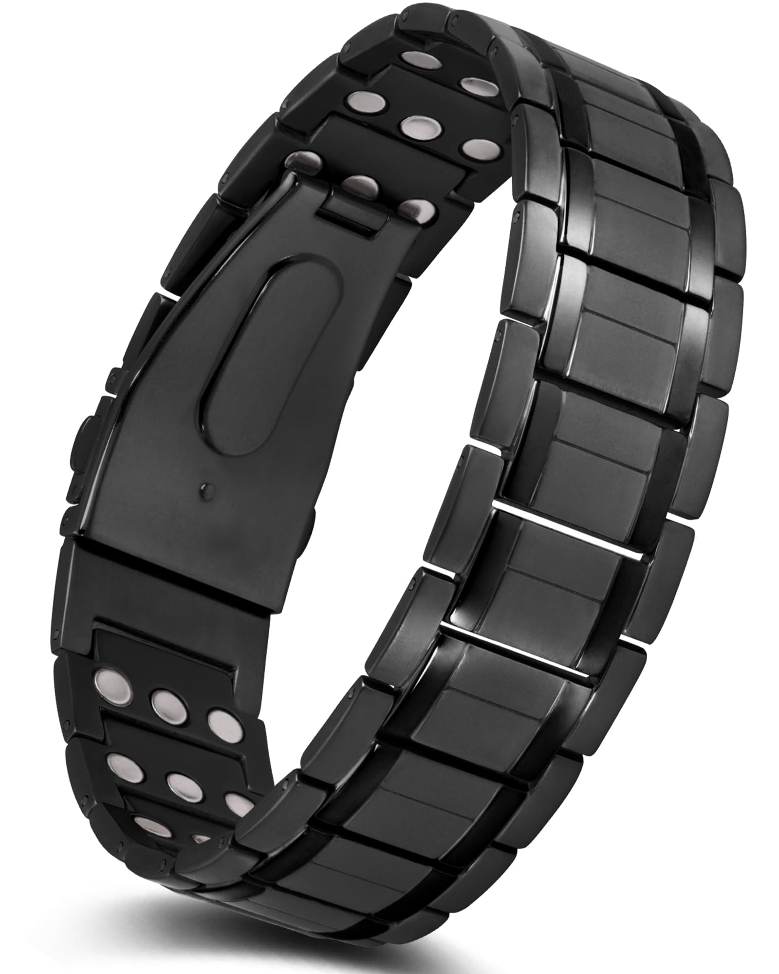 HHRFCS Magnetarmbänder für Herren, 3 x ultrastarke Magnete mit einzigartigem Faltverschluss, superleichtes Titan-Magnetarmband für Jahrestag, verstellbare Größe und Geschenkbox