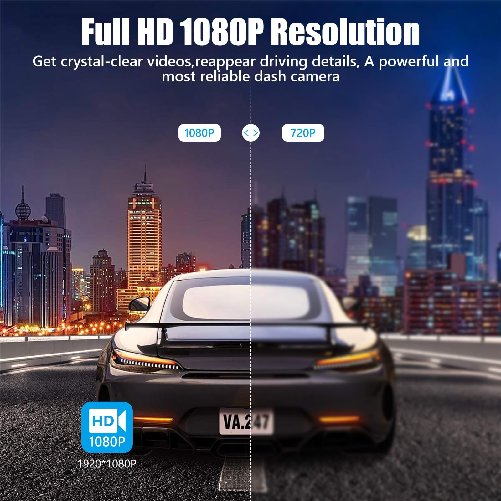 1080P Dashcam Voiture Avant Arrière Intérieur, avec Carte SD 32GB, Caméra de Voiture avec Surveillance de Stationnement, Détection de Mouvement, 170° Grand Angle 3 Canaux 24H (Version WiFi)