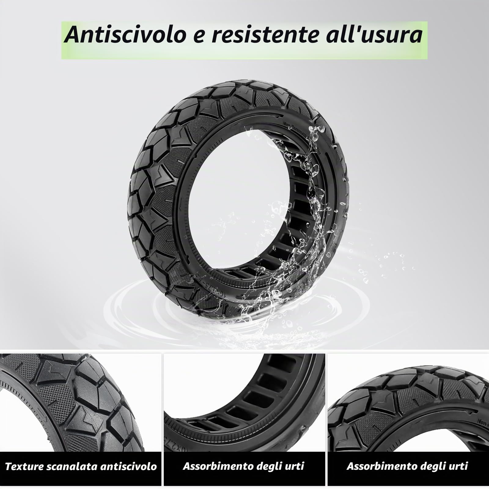 2x Pneumatici Pieni 10" 10x2,75-6.5, Ricambio Monopattino | Compatibili con Hiboy Max3, Dualtron 3, KuKirin G3 e Speedway 5, gomme antiforatura senza manutenzione