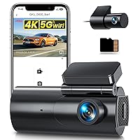 GKU Dash Cam Auto 4K+1080P, 5GHz WiFi Telecamera per Auto con Scheda SD 64G