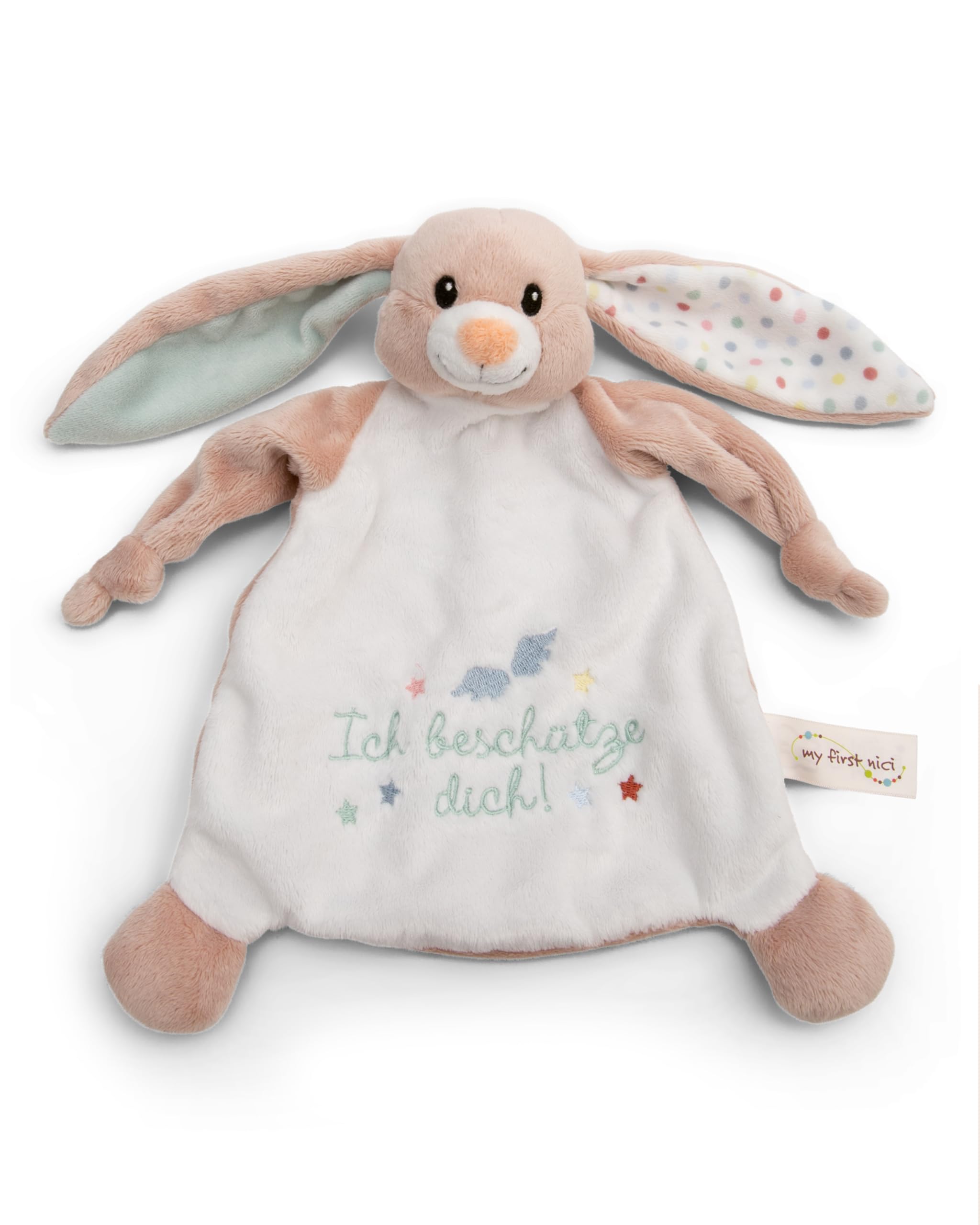 NICI Schmusetuch Hase Fjella Ich beschütze Dich 25x25cm - rosa - Kuscheltuch für Babys & Kleinkinder, Baby Kuscheltier Schnuffeltuch für Mädchen & Jungen | 61880