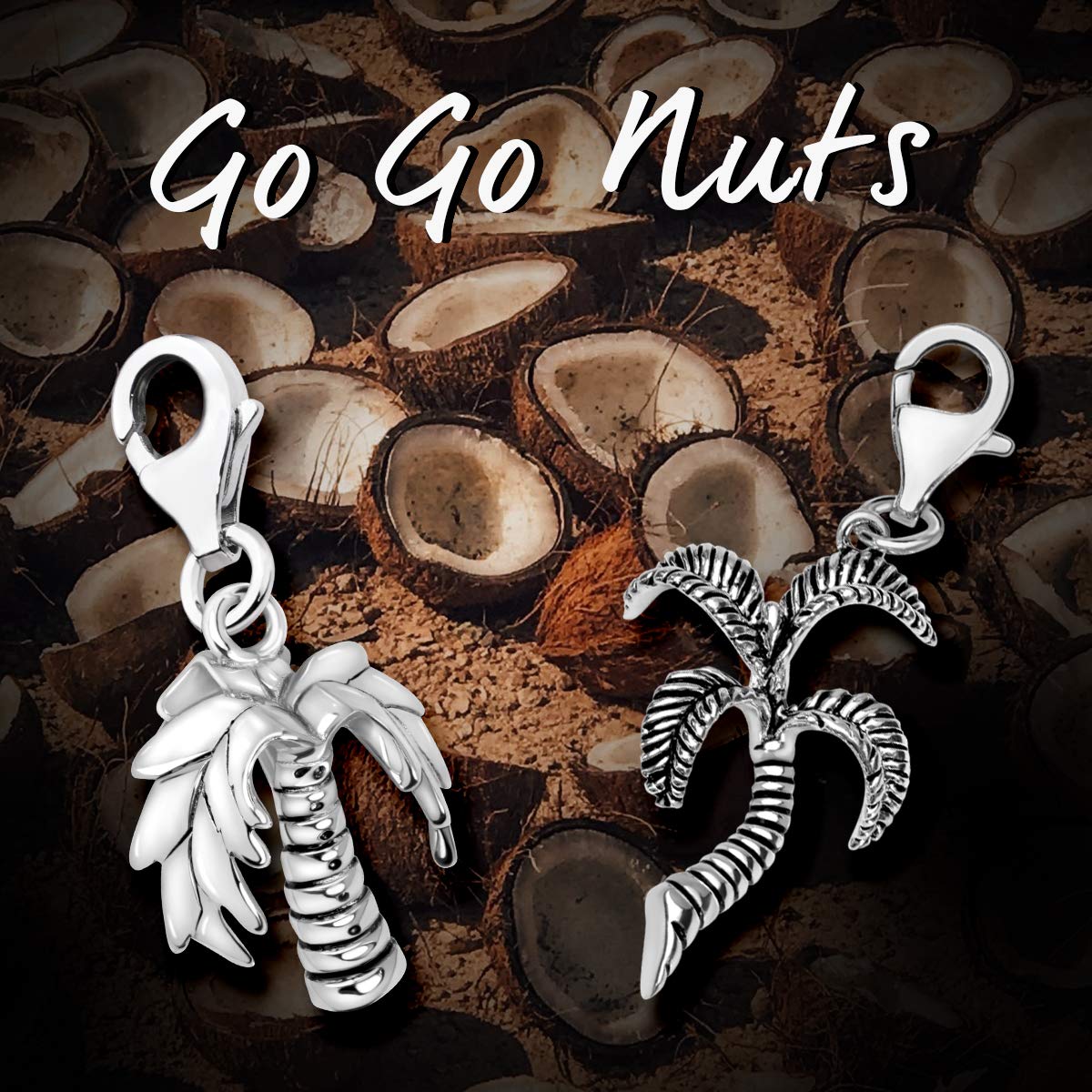 Quiges Charm con Cierre Colgante Palmera Plata de Ley 925 Mujer para Pulseras Europeas