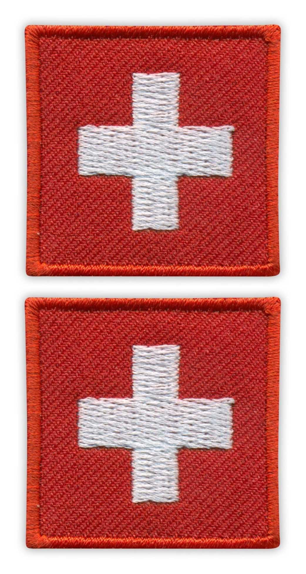 Set of Two - Flag of Switzerland - Sew-on - Embroidered Patch/Badge/Emblem