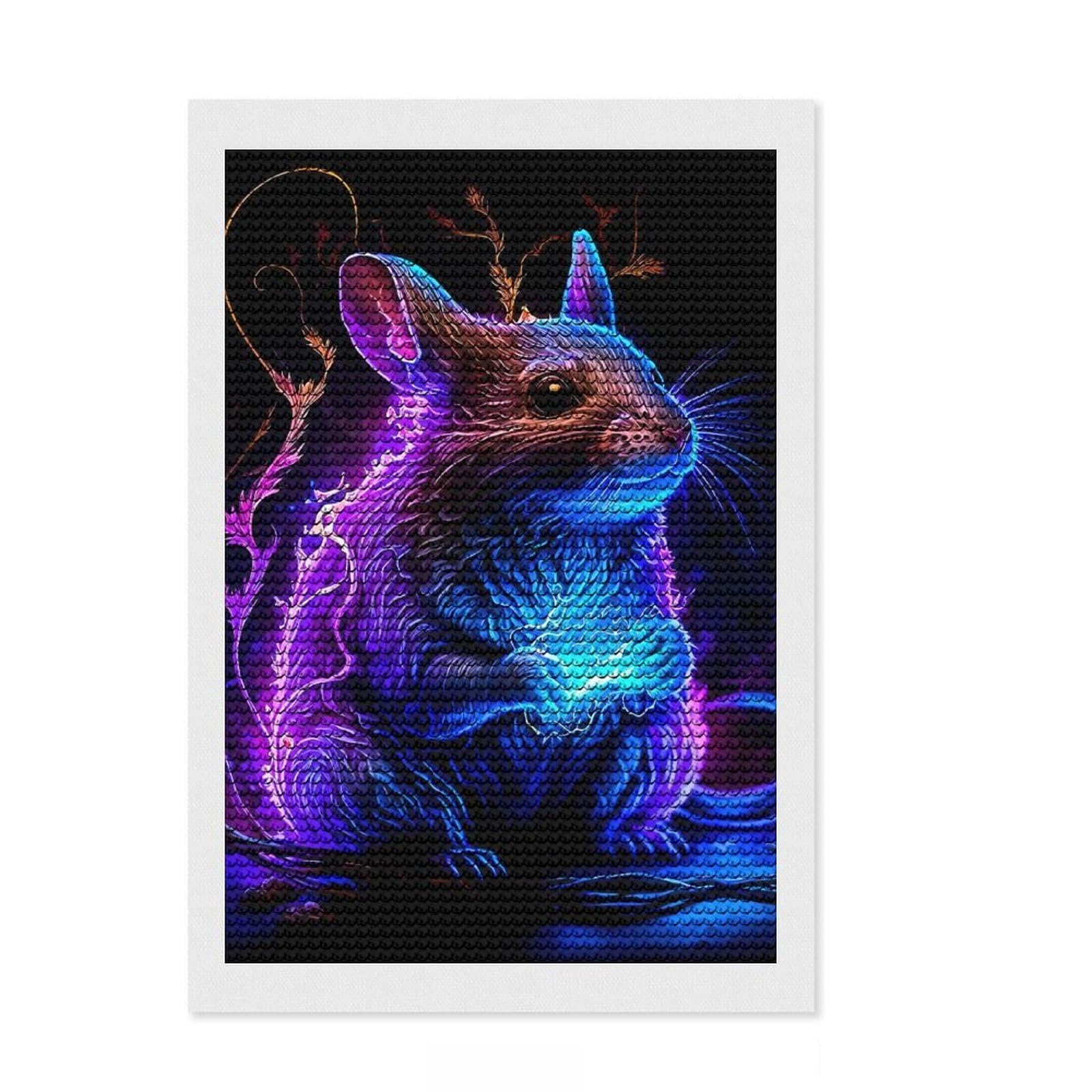 Junmoney Mouse Diamond Painting Kit 8"x12", Modern Decor, Living Room Decor, Round Gems, DIY Craft, Festive Home Decor