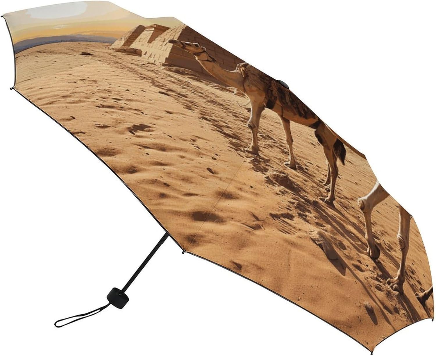 Folding Small Sun Umbrella Egypt Camels Windproof Travel Umbrella Lightweight Small And Compact Suit for Pocket